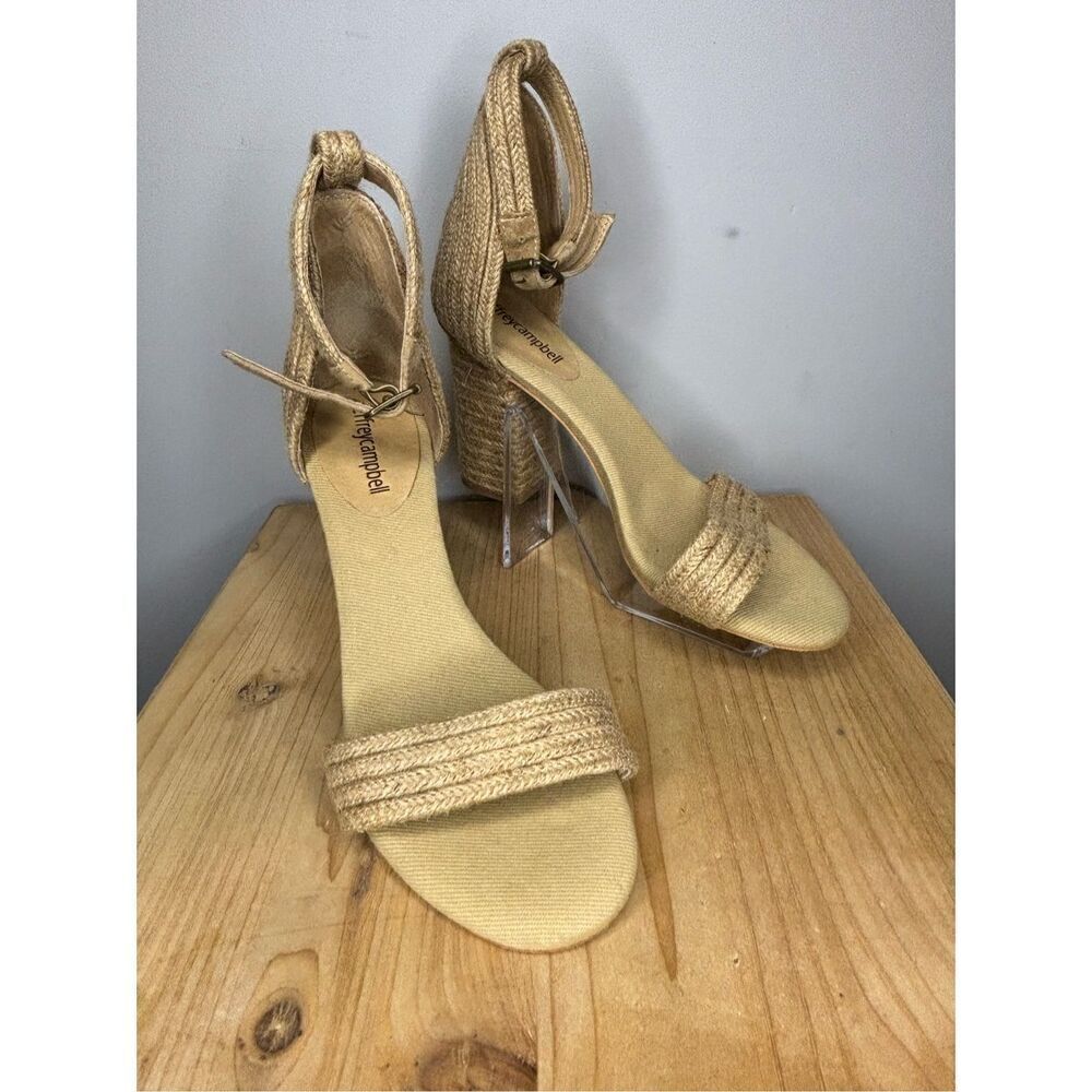Jeffrey Campbell Women’s Rowboat Round Toe‎ Block Heel Sandal Tan Sz 8.5